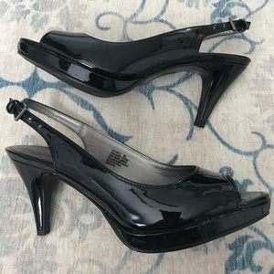 Bandolino Black Slingback Peep Toe Heels